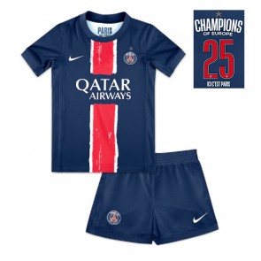 Paris Saint-Germain Replica Home Stadium Kit for Kids 2024-25 UCL Champions Short Sleeve (+ pants)